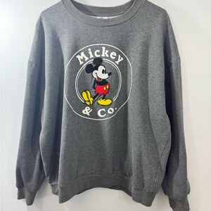 Disney Gray Mickey Mouse Crewneck Sweater Size XL